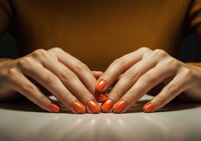 Mãos com unhas feitas